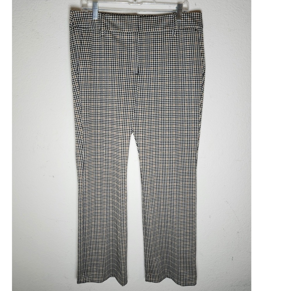 Ann Taylor Factory Trousers Women 12 Black Brown Houndstooth Straight Leg Pants